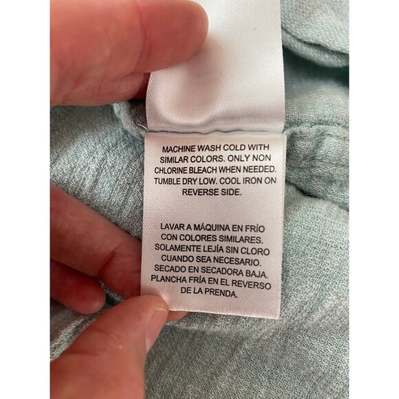 Bruno Positano Size L Aqua Blue Washable Linen Short Sleeve Button Up Shirt - Picture 6 of 6